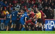 29 December 2018; Joey Carbery of Munster is pulled to the ground by Jonathan Sexton of Leinster during the Guinness PRO14 Round 12 match between Munster and Leinster at Thomond Park in Limerick. Photo by Diarmuid Greene/Sportsfile
