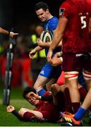 29 December 2018; Jonathan Sexton of Leinster and Joey Carbery of Munster following a tussle between both sets of players during the Guinness PRO14 Round 12 match between Munster and Leinster at Thomond Park in Limerick. Photo by Ramsey Cardy/Sportsfile