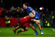 29 December 2018; James Lowe of Leinster is tackled by Andrew Conway of Munster during the Guinness PRO14 Round 12 match between Munster and Leinster at Thomond Park in Limerick. Photo by Ramsey Cardy/Sportsfile
