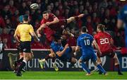 29 December 2018; James Lowe of Leinster collides in the air with Andrew Conway of Munster during the Guinness PRO14 Round 12 match between Munster and Leinster at Thomond Park in Limerick. Photo by Diarmuid Greene/Sportsfile