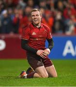 29 December 2018; Keith Earls of Munster celebrates after scoring his side's second try during the Guinness PRO14 Round 12 match between Munster and Leinster at Thomond Park in Limerick. Photo by Diarmuid Greene/Sportsfile