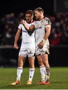 21 December 2018; Johnny McPhillips and Will Addison of Ulster in discussion during the Guinness PRO14 Round 11 match between Ulster and Munster at the Kingspan Stadium in Belfast. Photo by Oliver McVeigh/Sportsfile