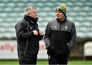 30 December 2018; Donegal selector Stephen Rochford, left, along with Donegal manager Declan Bonner before the Bank of Ireland Dr McKenna Cup Round 1 match between Donegal and QUB at MacCumhaill Park in Ballybofey, Donegal. Photo by Oliver McVeigh/Sportsfile