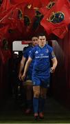 29 December 2018; Leinster captain Jonathan Sexton leads his side out ahead of the Guinness PRO14 Round 12 match between Munster and Leinster at Thomond Park in Limerick. Photo by Ramsey Cardy/Sportsfile