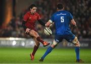 29 December 2018; Joey Carbery of Munster in action against James Ryan of Leinster during the Guinness PRO14 Round 12 match between Munster and Leinster at Thomond Park in Limerick. Photo by Diarmuid Greene/Sportsfile