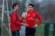 31 December 2018; Head coach Johann van Graan and Joey Carbery in conversation during a Munster Rugby squad training at the University of Limerick in Limerick. Photo by Diarmuid Greene/Sportsfile