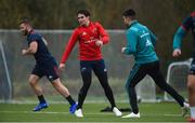 31 December 2018; Joey Carbery and Conor Murray during Munster Rugby squad training at the University of Limerick in Limerick. Photo by Diarmuid Greene/Sportsfile