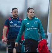 31 December 2018; James Hart, right, and Alby Mathewson arrive for Munster Rugby squad training at the University of Limerick in Limerick. Photo by Diarmuid Greene/Sportsfile