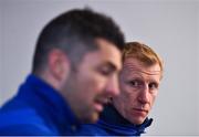 4 January 2019; Head coach Leo Cullen, right, during a Leinster Rugby Press Conference at the RDS Arena in Dublin. Photo by Seb Daly/Sportsfile