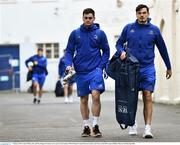 5 January 2019; Conor O'Brien, left, and Max Deegan of Leinster arrive prior to the Guinness PRO14 Round 13 match between Leinster and Ulster at the RDS Arena in Dublin. Photo by Seb Daly/Sportsfile