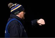5 January 2019; Wicklow manager John Evans checks his watch during the Bord na Móna O'Byrne Cup Round 3 match between Wiclow and Laois at Bray Emmets GAA Club in Bray, Wicklow. Photo by Harry Murphy/Sportsfile