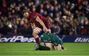 5 January 2019; Arno Botha of Munster appears to check on Jack Carty of Connacht after a collision during the Guinness PRO14 Round 13 match between Connacht and Munster at the Sportsground in Galway. Photo by Diarmuid Greene/Sportsfile