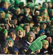 5 January 2019; Connacht supporters celebrate their side's first try during the Guinness PRO14 Round 13 match between Connacht and Munster at the Sportsground in Galway. Photo by Diarmuid Greene/Sportsfile