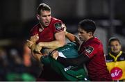 5 January 2019; Caolin Blade of Connacht in a tussle with Chris Farrell, left, and Joey Carbery of Munster after Tom Farrell scored Connacht's first try during the Guinness PRO14 Round 13 match between Connacht and Munster at the Sportsground in Galway. Photo by Piaras Ó Mídheach/Sportsfile