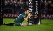 5 January 2019; Jack Carty of Connacht scores his side's third try during the Guinness PRO14 Round 13 match between Connacht and Munster at the Sportsground in Galway. Photo by Diarmuid Greene/Sportsfile