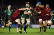 5 January 2019; Ultan Dillane of Connacht is tackled by Tommy O'Donnell and Tadhg Beirne of Munster during the Guinness PRO14 Round 13 match between Connacht and Munster at the Sportsground in Galway. Photo by Diarmuid Greene/Sportsfile