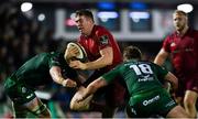 5 January 2019; Chris Farrell of Munster is tackled by Gavin Thornbury, left, and Finlay Bealham of Connacht during the Guinness PRO14 Round 13 match between Connacht and Munster at the Sportsground in Galway. Photo by Piaras Ó Mídheach/Sportsfile