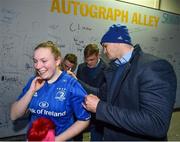 5 January 2019; Leinster players Jonathan Sexton, Garry Ringrose and Jordan Larmour meet and greet supporters in 'Autograph Alley' prior to the Guinness PRO14 Round 13 match between Leinster and Ulster at the RDS Arena in Dublin. Photo by Seb Daly/Sportsfile