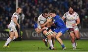 5 January 2019; Greg Jones of Ulster is tackled by Oisín Dowling and Conor O’Brien of Leinster during the Guinness PRO14 Round 13 match between Leinster and Ulster at the RDS Arena in Dublin.  Photo by Brendan Moran/Sportsfile
