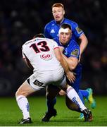 5 January 2019; Ed Byrne of Leinster is tackled by Darren Cave of Ulster during the Guinness PRO14 Round 13 match between Leinster and Ulster at the RDS Arena in Dublin. Photo by Ramsey Cardy/Sportsfile
