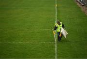 6 January 2019; Mícheál Doherty puts out the flags prior to the Connacht FBD League Preliminary Round match between Leitrim and Mayo at Avantcard Páirc Seán Mac Diarmada in Carrick-on-Shannon, Co Leitrim. Photo by Stephen McCarthy/Sportsfile