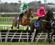 6 January 2019; Tornado Flyer, left, with Ruby Walsh up, jumps the last on the first circuit before pulling up during the Lawlor's of Naas Novice Hurdle at Naas Racecourse in Kildare. Photo by Seb Daly/Sportsfile