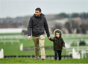 6 January 2019; Racegoers Andrew Sheridan, with son Alfie, age 4, from Naas, walk the course prior to the Lawlor's of Naas Novice Hurdle at Naas Racecourse in Kildare. Photo by Seb Daly/Sportsfile