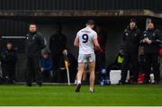 6 January 2019; Paschal Connell of Kildare leaves the field after being sent off by referee Barry Tiernan, for a second yellow card offence, in the first half during the Bord na Móna O'Byrne Cup Round 3 match between Westmeath and Kildare at the Downs GAA Club in Westmeath. Photo by Piaras Ó Mídheach/Sportsfile