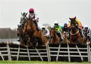 6 January 2019; Mystique Heights, left, with Ricky Doyle up, jumps the last on their way to winning the Adare Manor Opportunity Handicap Hurdle at Naas Racecourse in Kildare. Photo by Seb Daly/Sportsfile