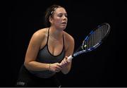 6 January 2019; Ruth Copas of Dundalk LTC in action during the Women's Singles final match between Giulia Remondina of Castleknock LTC and Ruth Copas of Dundalk LTC during the Shared Access National Indoor Tennis Championships 2019 Finals at the David Lloyd Riverview in Dublin. Photo by Harry Murphy/Sportsfile