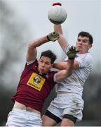 6 January 2019; Callum McCormack of Westmeath in action against John O'Toole of Kildare during the Bord na Móna O'Byrne Cup Round 3 match between Westmeath and Kildare at the Downs GAA Club in Westmeath. Photo by Piaras Ó Mídheach/Sportsfile