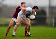 6 January 2019; Mark Dempsey of Kildare in action against Ger Leech of Westmeath during the Bord na Móna O'Byrne Cup Round 3 match between Westmeath and Kildare at the Downs GAA Club in Westmeath. Photo by Piaras Ó Mídheach/Sportsfile