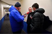 6 January 2019; Dublin manager Mattie Kenny is interviewed by journalists after the Bord na Mona Walsh Cup Round 3 match between Laois and Dublin at O'Moore Park in Portlaoise, Laois. Photo by Brendan Moran/Sportsfile