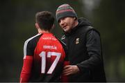 6 January 2019; Mayo manager James Horan speaks with Ben Doyle during the Connacht FBD League Preliminary Round match between Leitrim and Mayo at Avantcard Páirc Seán Mac Diarmada in Carrick-on-Shannon, Co Leitrim. Photo by Stephen McCarthy/Sportsfile
