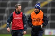 6 January 2019; Laois manager Eddie Brennan, left, with former Dublin hurler and Laois strength & conditioning coach Niall Corcoran prior to the Bord na Mona Walsh Cup Round 3 match between Laois and Dublin at O'Moore Park in Portlaoise, Laois. Photo by Brendan Moran/Sportsfile