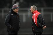 6 January 2019; Mayo manager James Horan, left, and selector Martin Barrett during the Connacht FBD League Preliminary Round match between Leitrim and Mayo at Avantcard Páirc Seán Mac Diarmada in Carrick-on-Shannon, Co Leitrim. Photo by Stephen McCarthy/Sportsfile