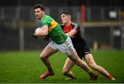 6 January 2019; Mark Plunkett of Leitrim and James McCormack of Mayo during the Connacht FBD League Preliminary Round match between Leitrim and Mayo at Avantcard Páirc Seán Mac Diarmada in Carrick-on-Shannon, Co Leitrim. Photo by Stephen McCarthy/Sportsfile