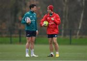 7 January 2019; Head coach Johann van Graan with Joey Carbery during Munster Rugby Squad Training at the University of Limerick in Limerick. Photo by Piaras Ó Mídheach/Sportsfile