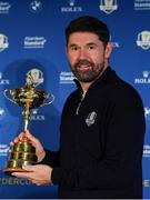 8 January 2019; Padraig Harrington of Ireland with the Ryder Cup trophy after a press conference where he was announced as European Ryder Cup Captain for the 2020 Ryder Cup matches which take place at Whistling Straits, USA, at the Wentworth Club in Surrey, England. Photo by Brendan Moran/Sportsfile