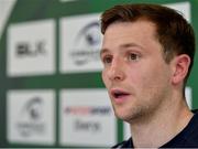8 January 2019; Jack Carty speaking during a Connacht Rugby press conference at the Sportsground in Galway. Photo by Seb Daly/Sportsfile