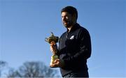 8 January 2019; Padraig Harrington of Ireland with the Ryder Cup trophy after a press conference where he was announced as European Ryder Cup Captain for the 2020 Ryder Cup matches which take place at Whistling Straits, USA, at the Wentworth Club in Surrey, England. Photo by Brendan Moran/Sportsfile