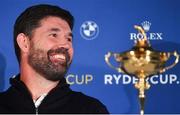 8 January 2019; Padraig Harrington of Ireland with the Ryder Cup trophy during a press conference where he was announced as European Ryder Cup Captain for the 2020 Ryder Cup matches which take place at Whistling Straits, USA, at the Wentworth Club in Surrey, England. Photo by Brendan Moran/Sportsfile