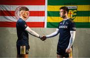 9 January 2019; Michael McKernan of University of Ulster and Tyrone, left, and Eoghan Bán Gallagher of University of Ulster and Donegal in attendance at the launch of Electric Ireland’s Sigerson, Fitzgibbon and Higher Education Championships announcement at Clanna Gael GAA Club in Dublin. Electric Ireland will live stream a selection of Fitzgibbon and Sigerson Cup games, bringing fans closer to the action than ever before. As part of the First Class Rivals campaign, rival county footballers but now college teammates, Sean O’Shea (Kerry and UCC) and Cian Kiely (Cork and UCC),  Michael McKernan (Tyrone and UU) and Eoghan Bán Gallagher (Donegal and UU) and hurlers, Brian Hogan (Tipperary and UCD) and Seamus Flanagan (Limerick and UCD) will each will put aside their traditional county rivalries, pulling on matching college jerseys to compete as teammates for glory in the Electric Ireland GAA Higher Education Fitzgibbon and Sigerson Cup. Photo by David Fitzgerald/Sportsfile