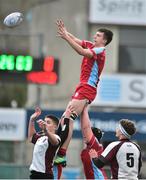 9 January 2019; Martin Healy of Catholic University School wins possession of a lineout during the Bank of Ireland Vinnie Murray Cup Round 1 match between Catholic University School and Gormanstown College at Energia Park in Dublin. Photo by Matt Browne/Sportsfile