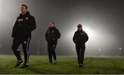 9 January 2019; Tyrone manager Mickey Harte, right,with Peter Donnelly Tyrone strngth and conditioning coach, left,  and assistant manager Gavin Devlin on the pitch before the Bank of Ireland Dr McKenna Cup Round 3 match between Tyrone and Fermanagh at Healy Park in Omagh, Tyrone. Photo by Oliver McVeigh/Sportsfile