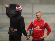 11 January 2019; Dave Shanahan, right, and Ulster defence coach Jared Payne during the Ulster Rugby Captain's Run at the Kingspan Stadium in Belfast, Co Antrim. Photo by Eoin Smith/Sportsfile