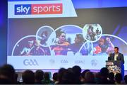 11 January 2019; Damian Lawlor, Author & Broadcaster, speaking during The GAA Games Development Conference, in partnership with Sky Sports, which took place in Croke Park on Friday and Saturday. A record attendance of over 800 delegates were present to see over 30 speakers from the world of Gaelic games, sport and education. Croke Park, Dublin. Photo by Piaras Ó Mídheach/Sportsfile
