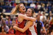 11 January 2019; Sarah Livesey, left, celebrates with team-mate Danielle Murphy O’Riordan of Fr. Mathews after the Hula Hoops NICC Women’s Cup Semi-Final match between Fr Mathews and Glanmire at Neptune Stadium in Cork. Photo by Eóin Noonan/Sportsfile