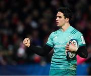 11 January 2019; Joey Carbery of Munster celebrates after scoring his side's fifth try during the Heineken Champions Cup Pool 2 Round 5 match between Gloucester and Munster at Kingsholm Stadium in Gloucester, England. Photo by Seb Daly/Sportsfile