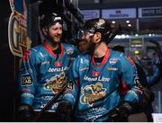 11 January 2019; Lewis Hook, left, and Jonathan Boxill of Belfast Giants celebrate following the IIHF Continental Cup Final match between Stena Line Belfast Giants and HK Gomel at the SSE Arena in Belfast, Co Antrim. Photo by Eoin Smith/Sportsfile